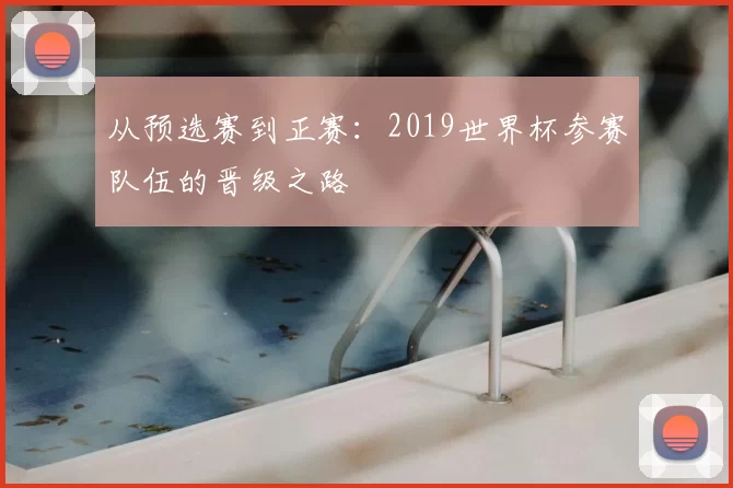 从预选赛到正赛:2019世界杯参赛队伍的晋级之路